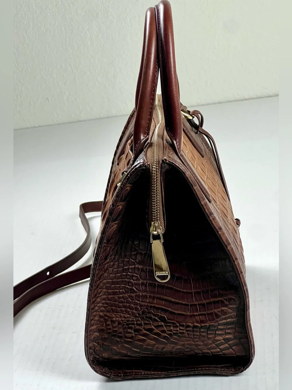 Brahmin Carolina Satchel Pecan Melbourne with Crossbody Strap